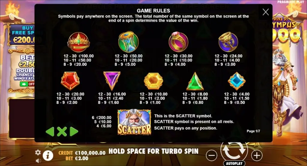 Gates of Olympus 1000 Game Screenshot