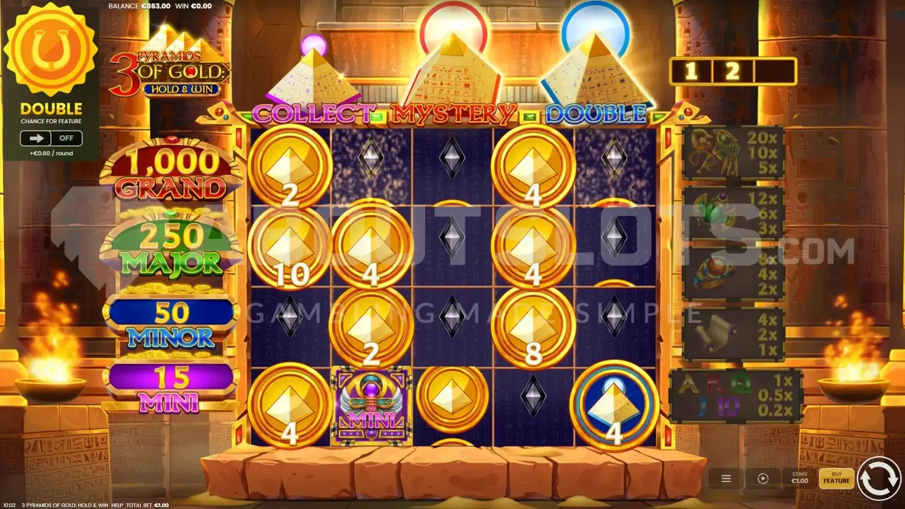 3 Pyramids of Gold Game Screenshot