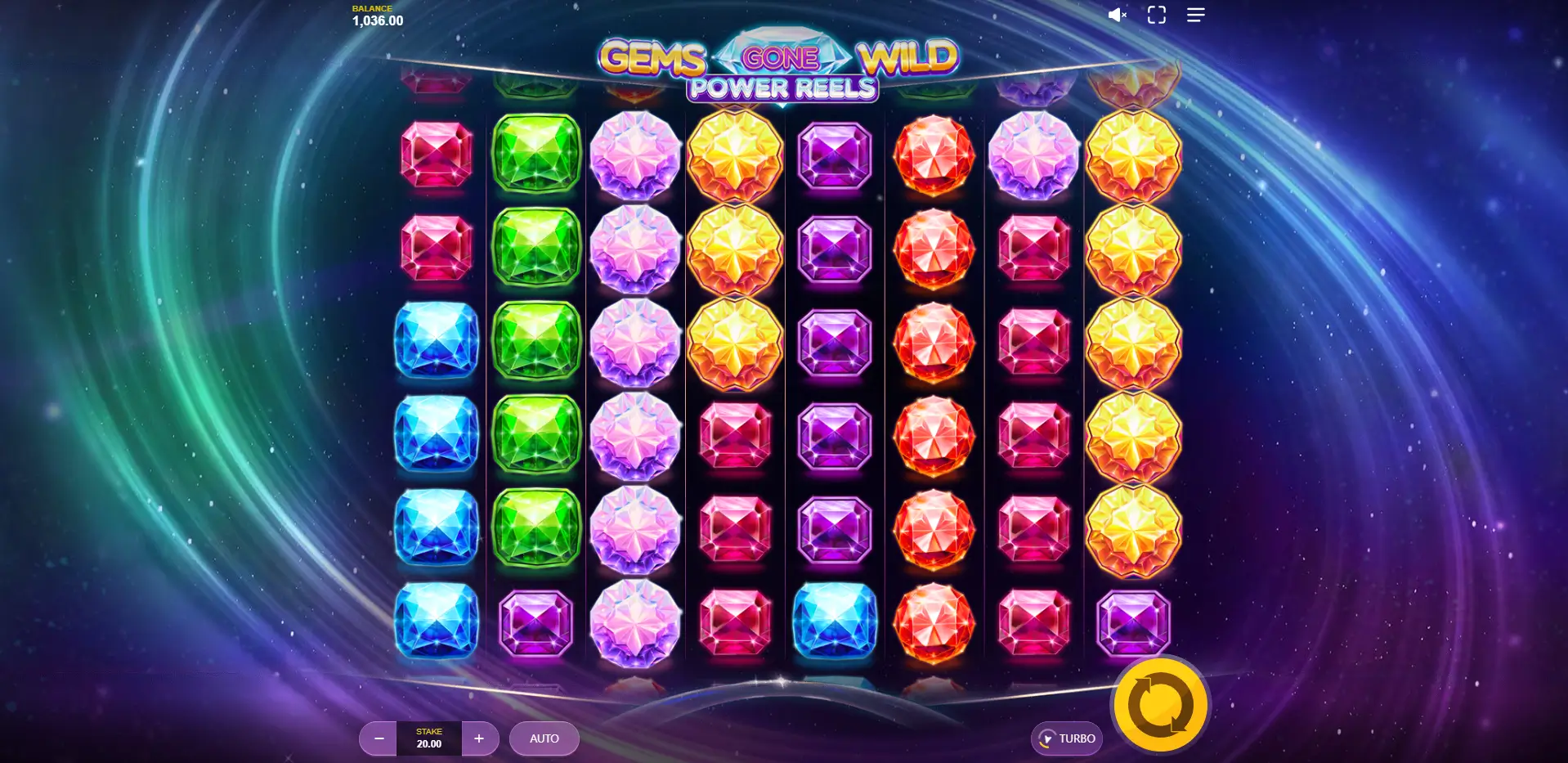 Gems Gone Wild Power Reels Game Screenshot