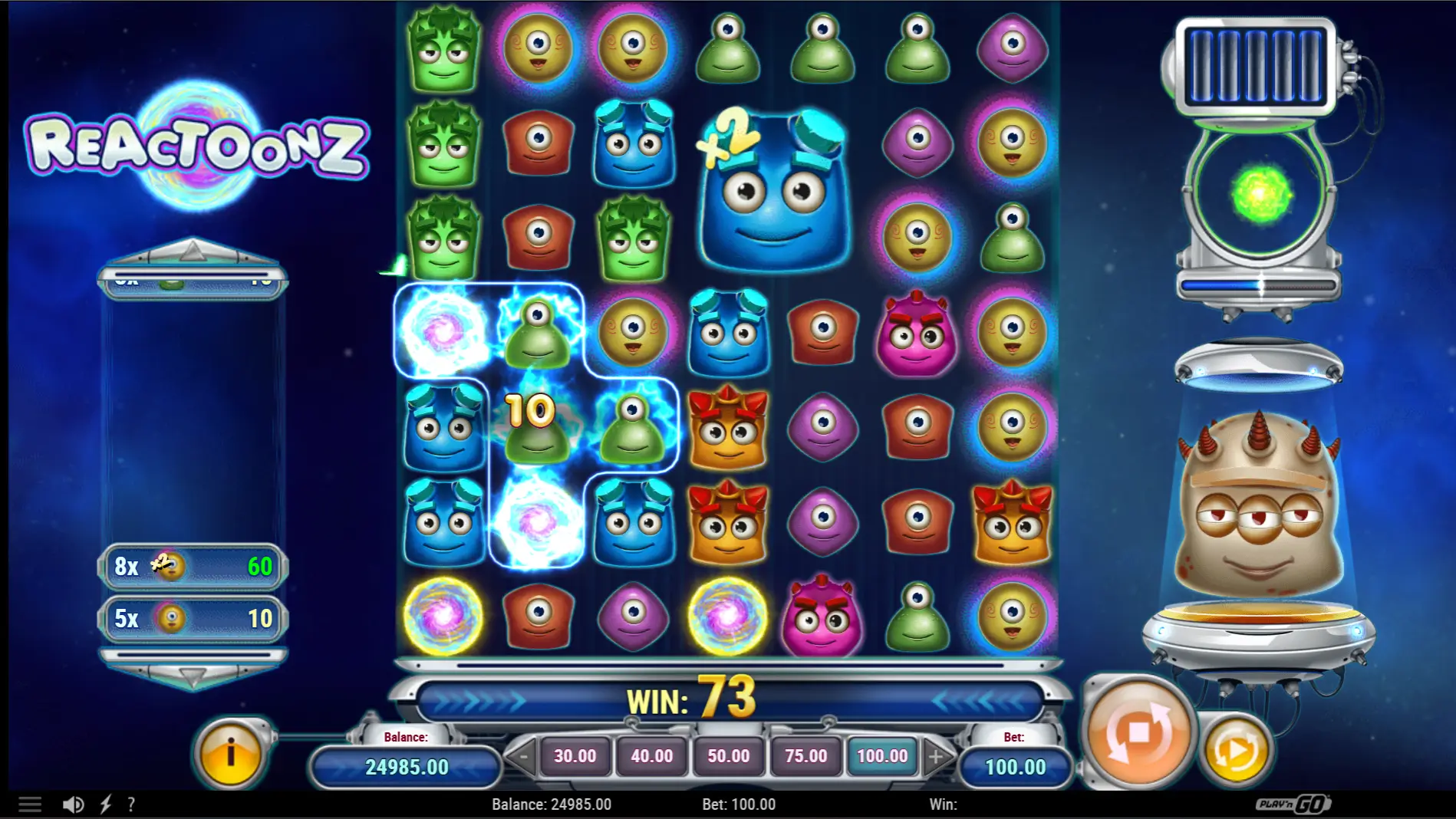 Reactoonz game screenshot