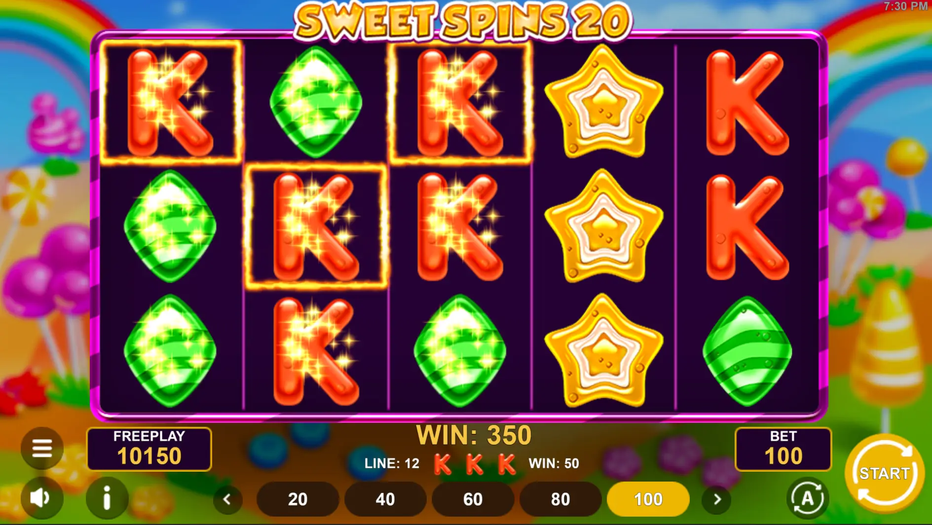 Sweet Spins 20 Game Screenshot