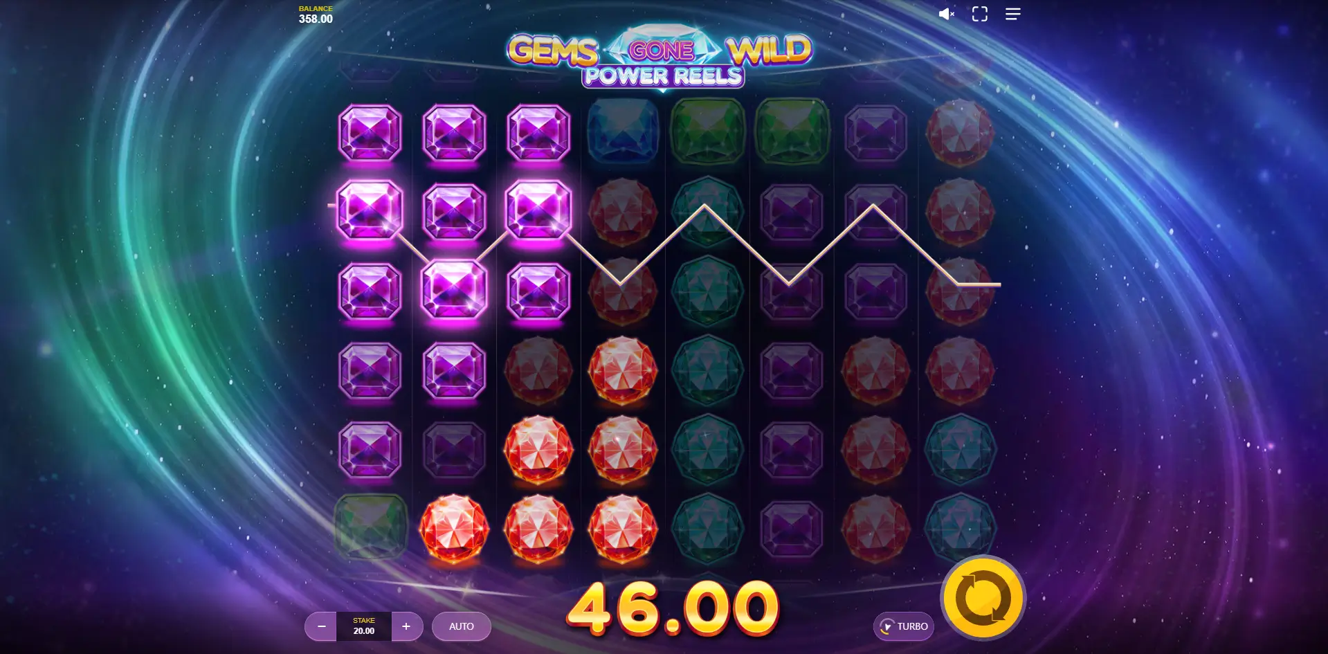 Gems Gone Wild Power Reels Game Screensho