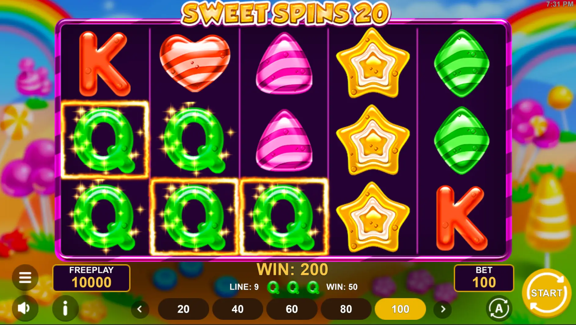 Sweet Spins 20 Game Screenshot