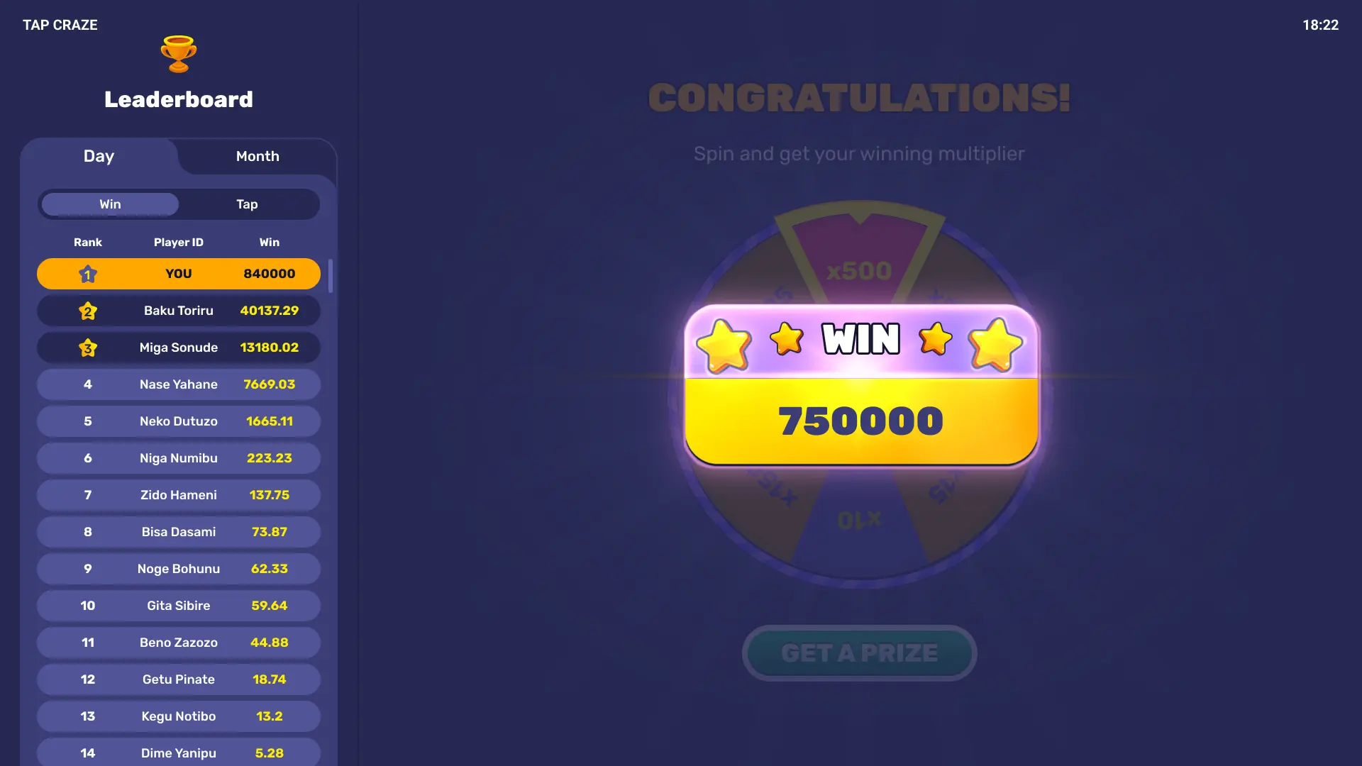 Tap Craze Game Screenshot